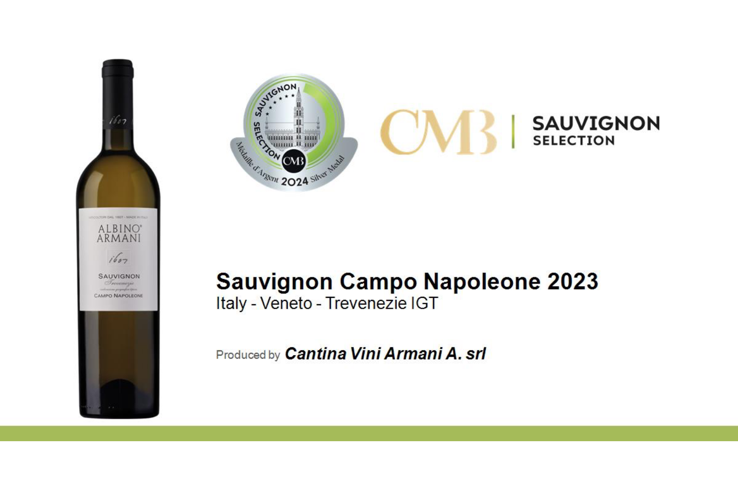 Medaglia d’argento per il nostro Sauvignon Campo Napoleone al concorso enologico Sauvignon Selection by CMB